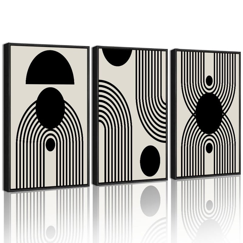 Drsoum Black and White Abstract Framed Wall Art Decor Duotone Minimal Dark Brush Stroke Prints Shapes Illustrations Modern Art Decorative Ready To Hang - 11x14in Black Framed - Image 1