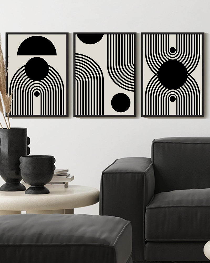 Drsoum Black and White Abstract Framed Wall Art Decor Duotone Minimal Dark Brush Stroke Prints Shapes Illustrations Modern Art Decorative Ready To Hang - 11x14in Black Framed - Image 5
