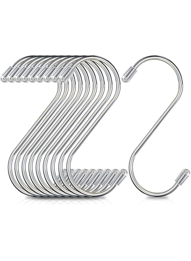 S-TOP S Hooks, 10 Pcs Hooks For Hanging, 4.3 Inch Stainless Steel Hook Kitchen, Work Shop, Bathroom, Bedroom, Garden, Office(Silver) - Image 1