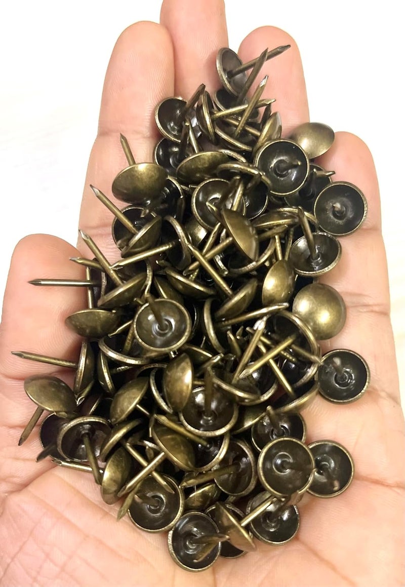 VEEOMI 11mm Round Head Furniture Nails Decoration Thumb Nails Tacks Pushpins Antique Gold 11mm Bronze 100 Pcs Chair Nails  - Image 2