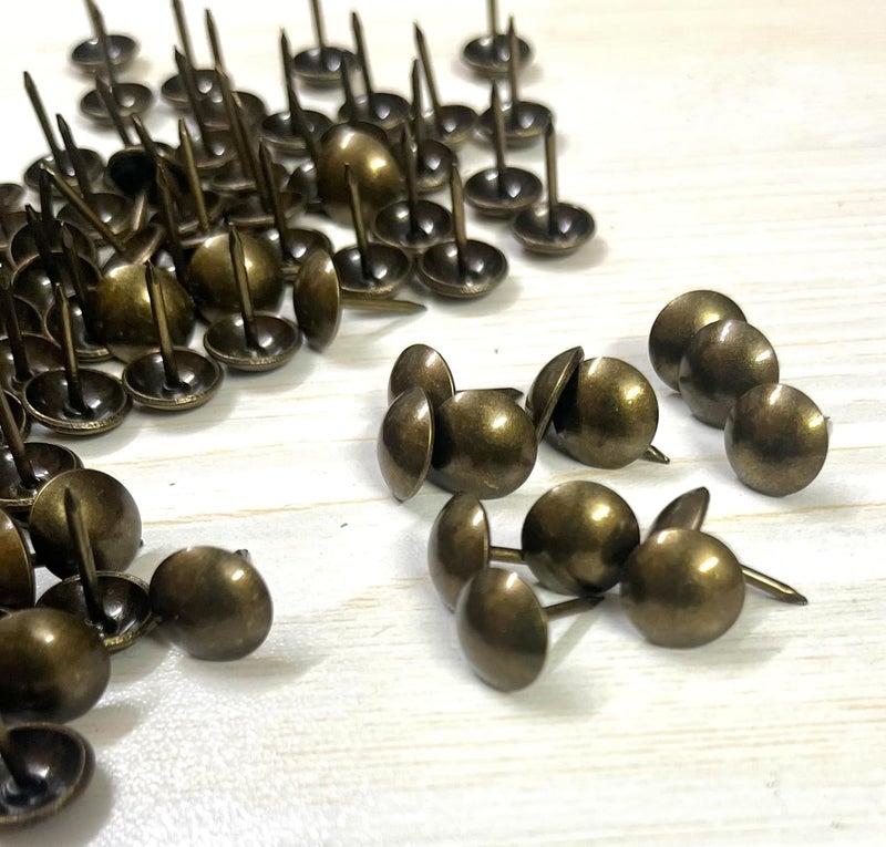 VEEOMI 11mm Round Head Furniture Nails Decoration Thumb Nails Tacks Pushpins Antique Gold 11mm Bronze 100 Pcs Chair Nails  - Image 1