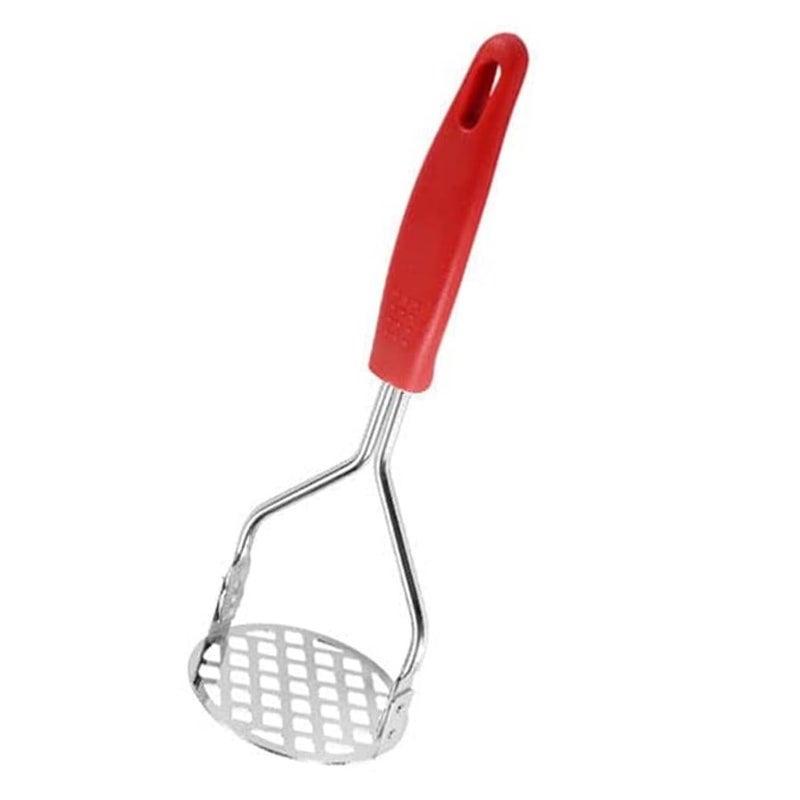 ARQIVO ARQIVO Potato Masher with Non Slip Heat Resistance Handle and Large Round Press Plate for Vegetable Fruits Baby Food Sturdy Easy to Use for Cooking Kitchen Gadget Red - Image 1