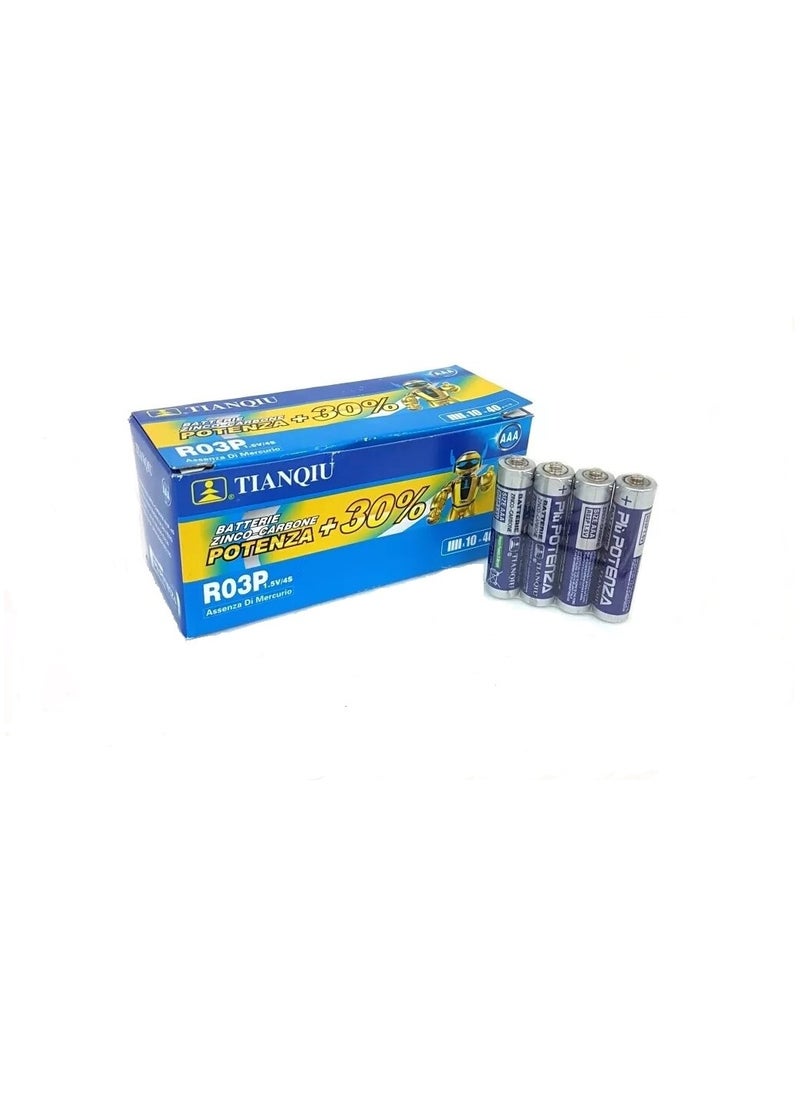 TIANQIU 40-Pieces Tianqiu Super Heavy Duty (AAA) R03P 1.5V Batteries - One Box  - Image 3