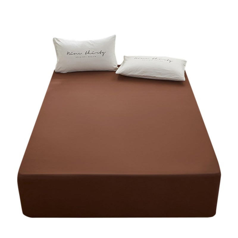 rushrushlulu Bedding Twin Size Fitted Sheet Only-Twin Size Deep Pocket Bottom Sheet Fits 15inches Bed Matress Sheet Soft and Microfiber Easy Care-Brown - Image 1