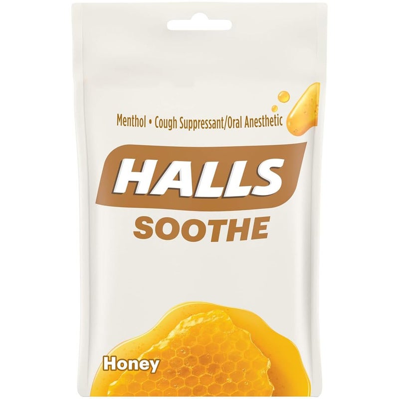 Halls HALLS Soothe Honey Menthol Flavor Cough Drops, 1 Bag (30 Total Drops)