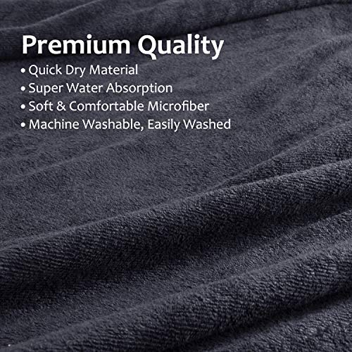 Catalonia Absorbent Surf Poncho Men Women, Quick Dry Towel Changing Poncho, Hooded Towel Robe Adult, Beach Surfing Swimming, Black - Image 2
