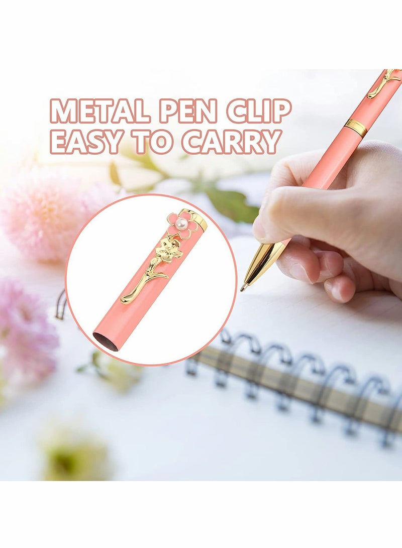 Set Of 4Pcs Ballpoint Pens, Smooth Writing , Metal Twist Pretty Pens for Journaling, 1.0 mm Medium Point Black Ink Cute Pens,Office Supplies Fancy Pen Sets For Women Men Gift - Image 2