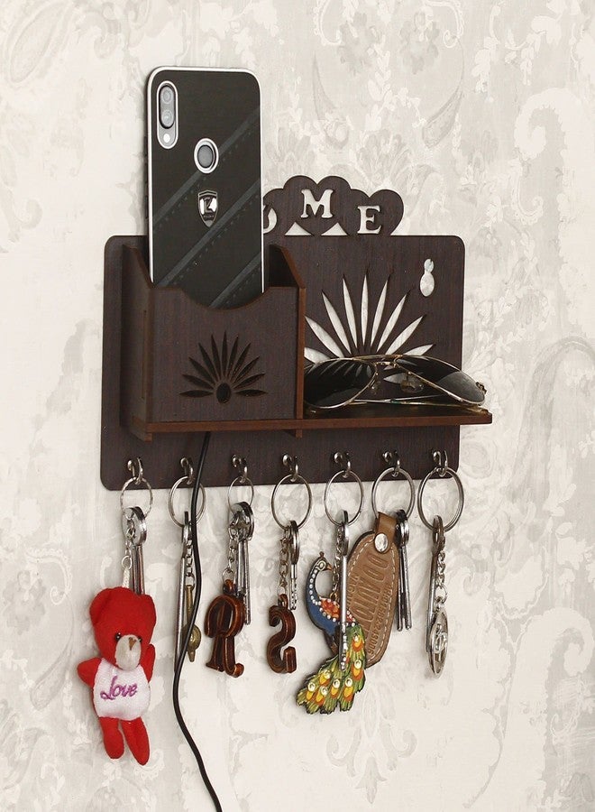 SHREE RAM IMPEX Wooden Wall Mounted Key and Mail Organizer or Mobile Stand for Wall Decor Wooden Key Hanger Hook Stand - Image 3