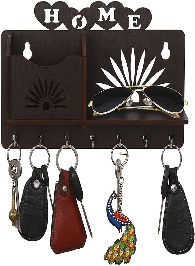 SHREE RAM IMPEX Wooden Wall Mounted Key and Mail Organizer or Mobile Stand for Wall Decor Wooden Key Hanger Hook Stand - Image 1