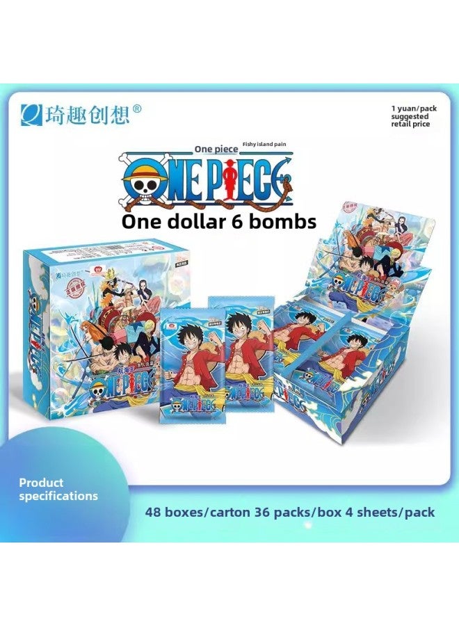 Genuine Voyage King Card Sixth Play Collection Card Whole Box Luffy Shanzhi Solonami Animation Surrounding-Color:(one Piece 6 Bullets 1 Yuan Pack, 30 Packs Of 150 Sheets In A Box)  - Image 1