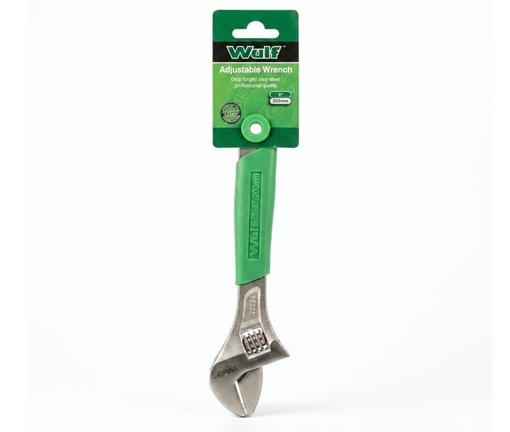 Wulf 8-Inch Adjustable Wrench 200mm Drop Forged Alloy Steel Spanner with Ergonomic Non Slip Grip Laser Etched Metric Scale for Automotive Plumbing Industrial Maintenance Household DIY Repair Tool - Image 1