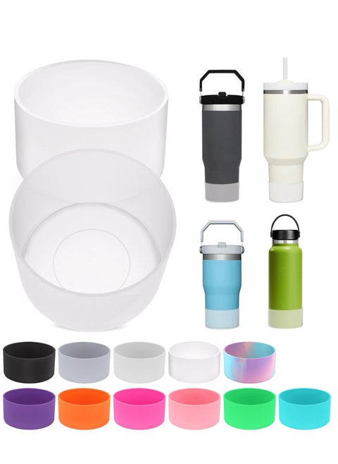 2 Pcs 75mm Silicone Cup Protection Case Storage Vacuum Bottle Compatitable for 30/40oz Anti Slip Scratch Resistant-Clear