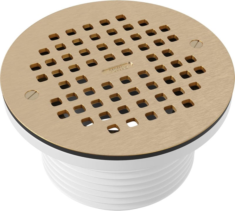 PROFLO PF42846 6" Brass Grate with 4" Adjustable Drain - Brass - Image 1