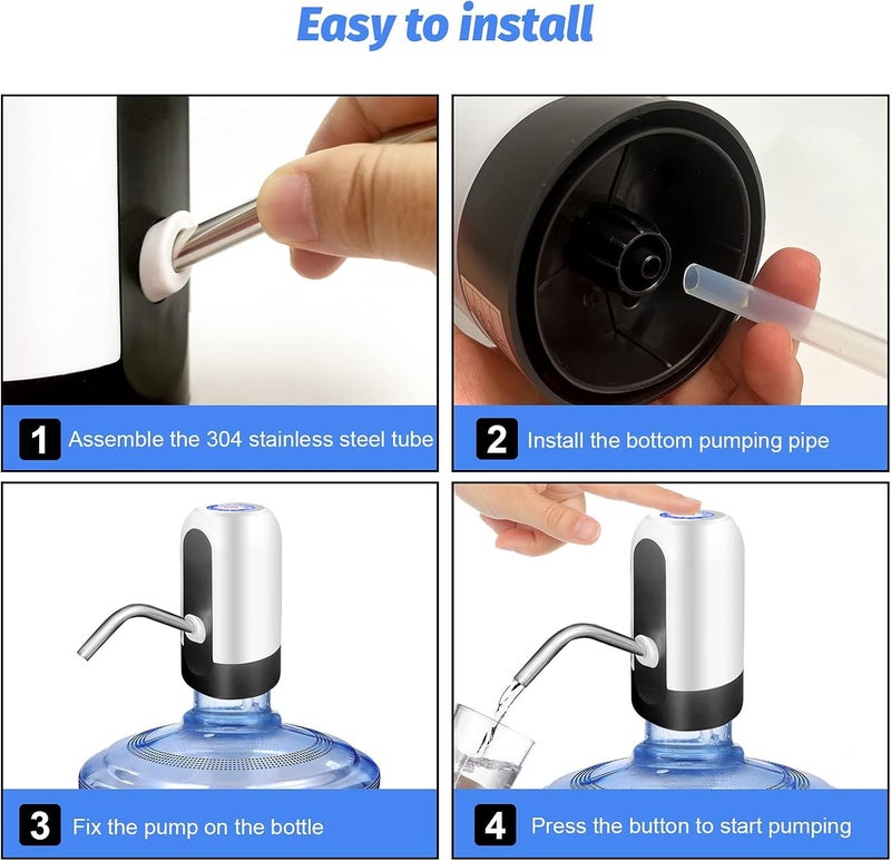 UrbanBite Water Dispenser Pump Automatic Wireless Water Can Dispenser Pump for 20 Litre Bottle Water Can Stand Jar Dispenser for Home Office Camping Parties - White - Image 3