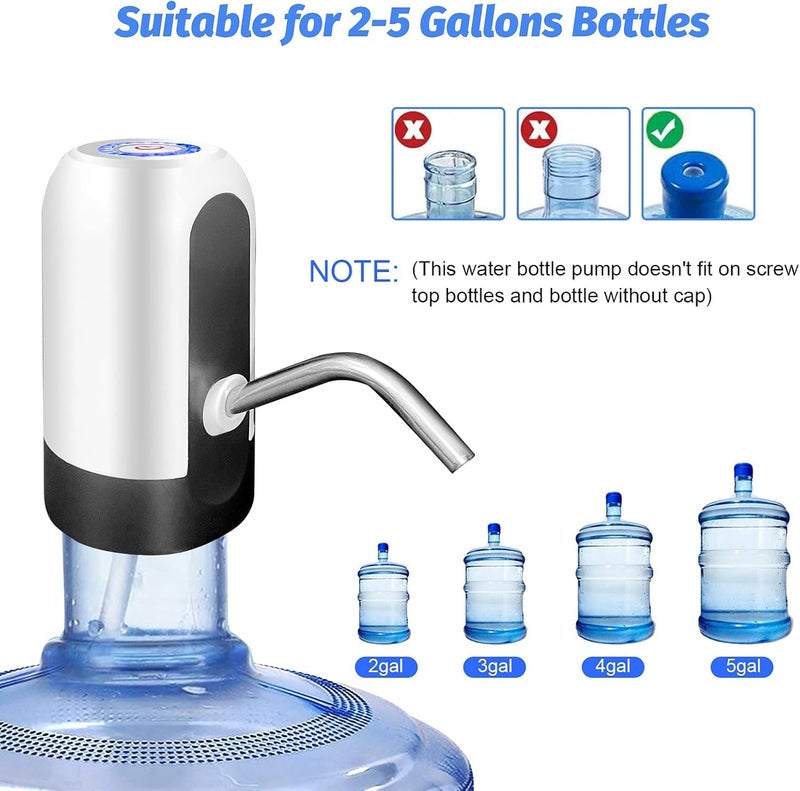 UrbanBite Water Dispenser Pump Automatic Wireless Water Can Dispenser Pump for 20 Litre Bottle Water Can Stand Jar Dispenser for Home Office Camping Parties - White - Image 5