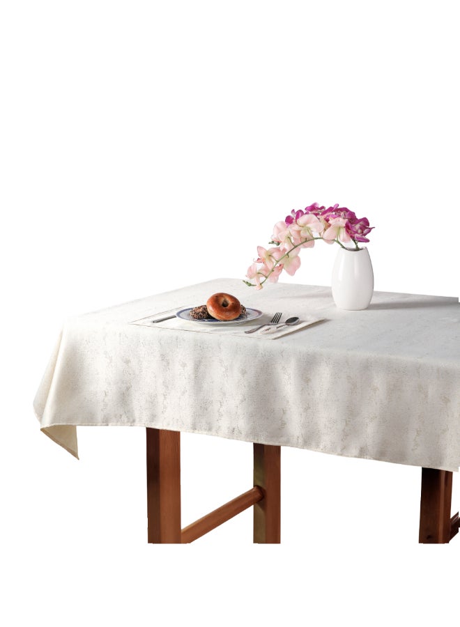 Patterned Elegant Tablecloth White and Gold 150 x 250cm HYN-07TH