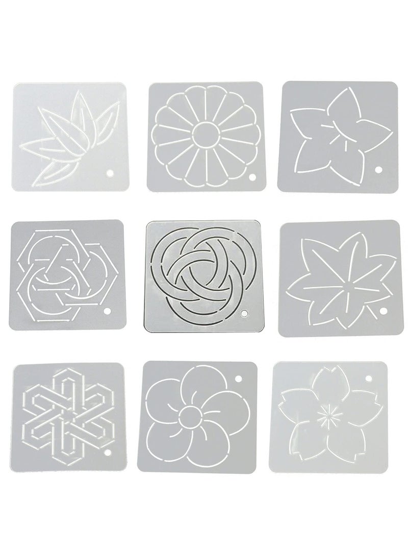 YICBOR YICBOR Flower Line Quilting Stencil Kit 9pcs Quilting Rulers and Templates Set Reusable Flower Thorn Embroidered Stencils Crimping Template DIY Sewing Tool Set 
