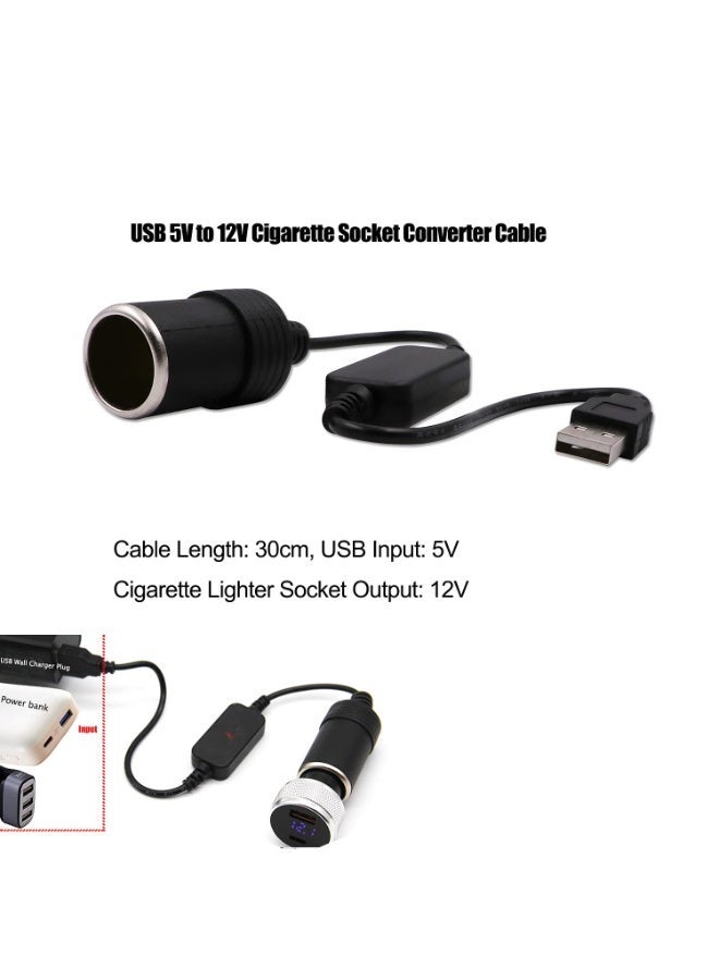 general USB A Male to 12V Car Cigarette Lighter Socket Female Converter Cable,USB Cigarette Lighter Adapter  (8W Max) 1Ft/30cm - Image 2