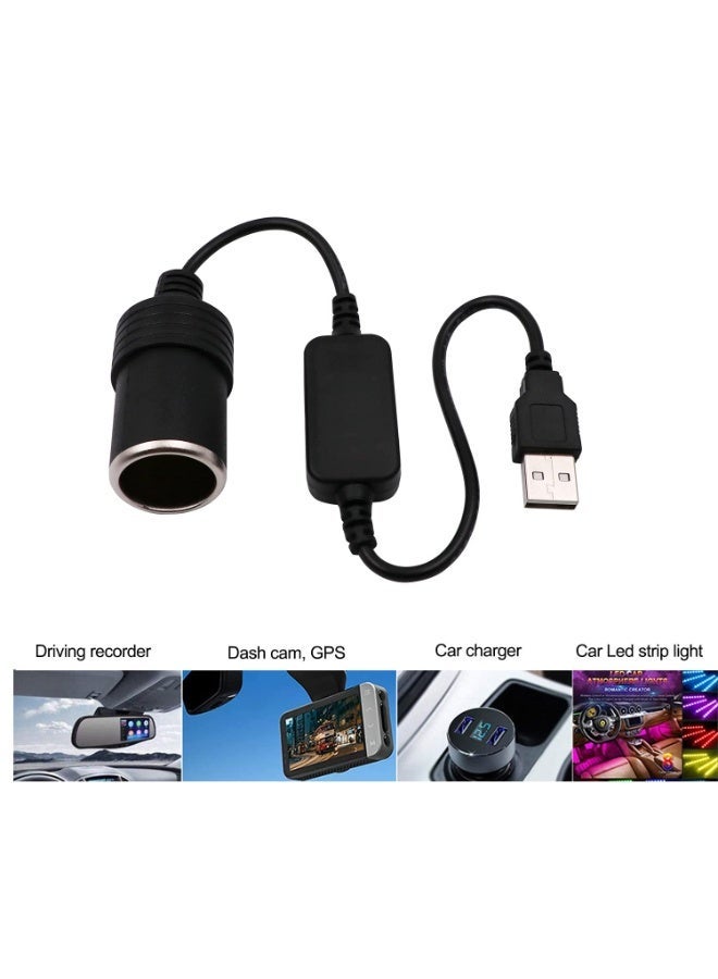general USB A Male to 12V Car Cigarette Lighter Socket Female Converter Cable,USB Cigarette Lighter Adapter  (8W Max) 1Ft/30cm - Image 5