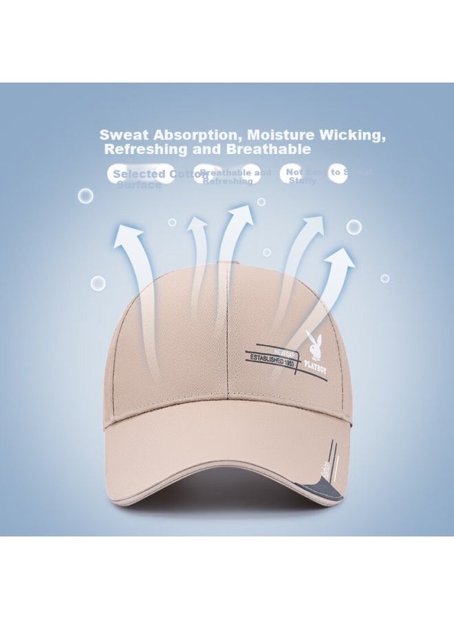 Playboy Men's Baseball Cap Outdoor Windproof Sunscreen Sports Sunshade Women's Cap Four Seasons Travel Duck Tongue Cap Khaki - Image 1