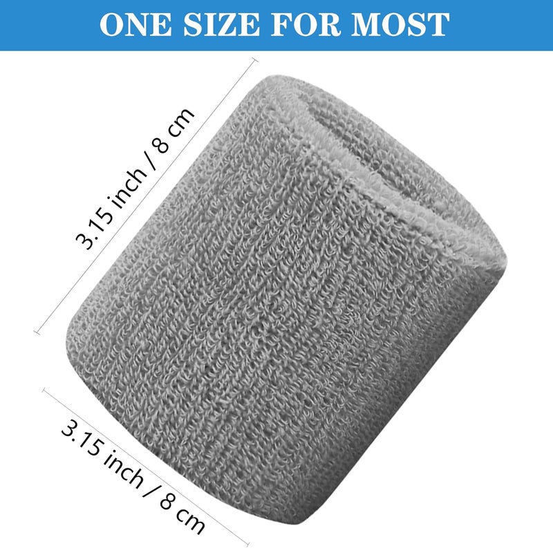 IMAGERIO 8 Pack Wrist Sweatbands Tennis Wrist Bands Absorbent Sweat Band for Men and Women, Breathable Cotton Sweatbands for Working Out, Football, Basketball, Running Athletic Sports - Image 2