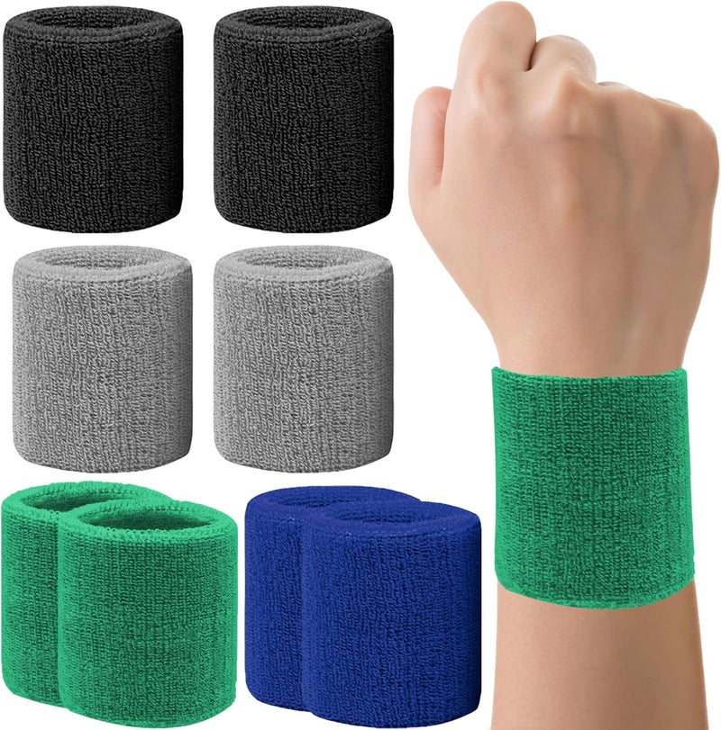 IMAGERIO 8 Pack Wrist Sweatbands Tennis Wrist Bands Absorbent Sweat Band for Men and Women, Breathable Cotton Sweatbands for Working Out, Football, Basketball, Running Athletic Sports - Image 1