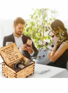 KASTWAVE You are My Sunshine Music Box, Gift for Wife from Husband Vintage Wooden Hand Crank Vintage Personalizable Wooden Music Box for Wedding Anniversary Valentine's Day Birthday  - Image 2