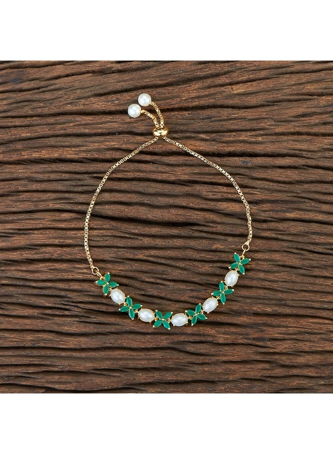 Pretty Precious Cubic Zirconia Adjustable American Diamond Chain Bracelet for Women and Girls | Elegant Gold and Rhodium Plated Jewellery - Image 2