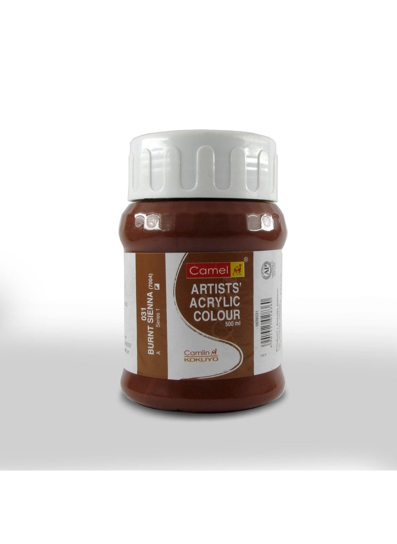 camel Camlin Kokuyo Artist Acrylic Colour 500 ml Series 1 Burnt Sienna 