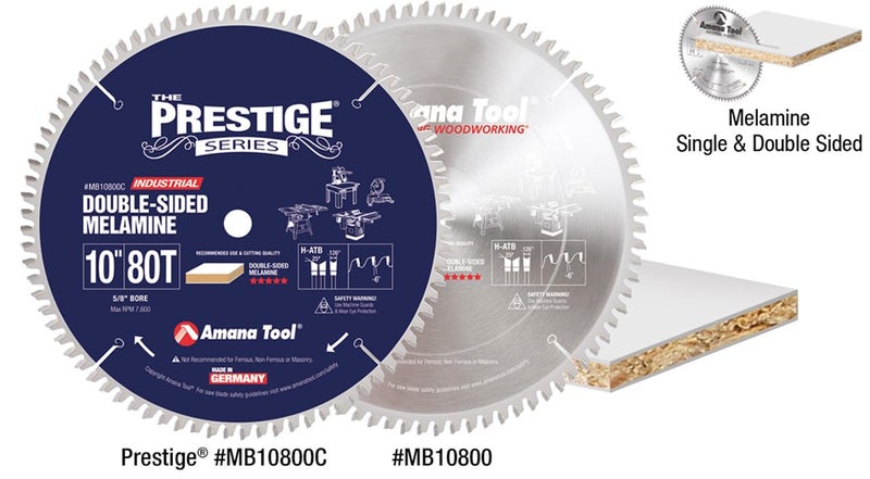 Amana Tool MB10800C Carbide Tipped Double-Face Melamine 10 Inch D x 80T H-ATB, -6 Deg, 5/8 Bore Circular Saw Blade - Image 2
