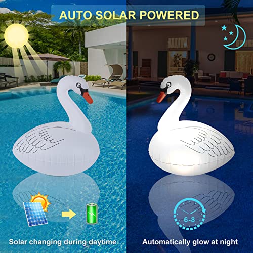 Goallim Floating Pool Lights Solar 2PK, Waterproof Inflatable Swan Pool Lights, Glow in The Dark Color Changing LED Pool Floating Swan Light for Backyard Spa Patio Wedding Party Decor - Image 3