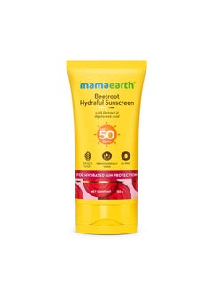 Mamaearth Beetroot Hydraful Sunscreen With Hyaluronic Acid 50 G Spf 50 & Pa++++ Uva & B Protection Hydrates Skin For Oily Combination & Dry Skin No White Cast  - Image 1