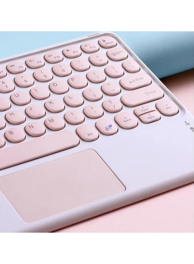 general Arabic and English Keyboard Case Compatible with Samsung Galaxy Tab A9 Plus (X210/X215/X216), Retro Round Key with Mouse Color Keyboard With Touch Keyboard Cover - Image 3