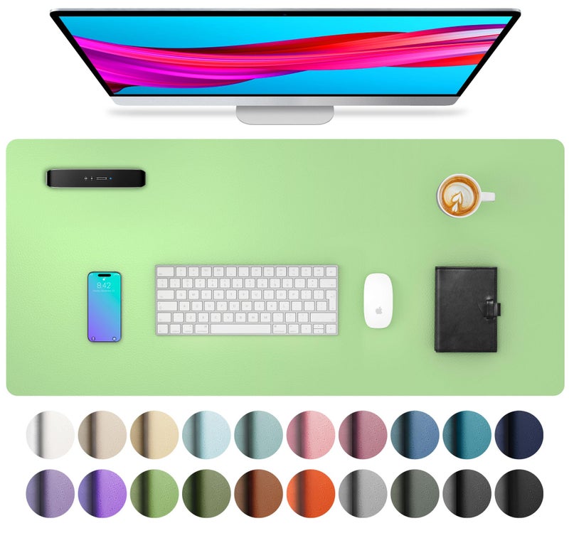 Aothia Leather Desk Pad Protector, Mouse Pad, Office Desk Mat, Non-Slip PU Leather Desk Blotter, Laptop Desk Pad, Waterproof Desk Writing Pad for Office and Home (31.5" x 15.7", Foam Green) - Image 1