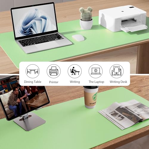Aothia Leather Desk Pad Protector, Mouse Pad, Office Desk Mat, Non-Slip PU Leather Desk Blotter, Laptop Desk Pad, Waterproof Desk Writing Pad for Office and Home (31.5" x 15.7", Foam Green) - Image 5