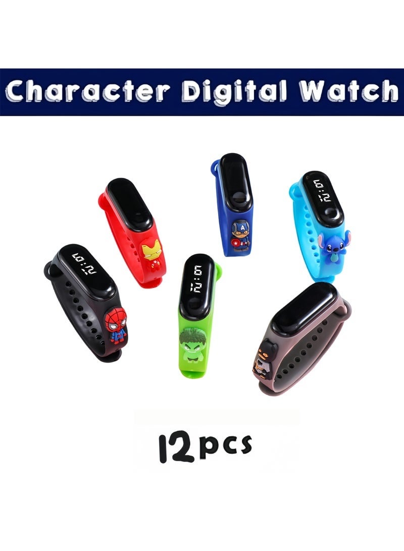 Merrystick 12 Pcs Kids' Water Resistant Silicone Digital Watch  Children's Cute Cartoon Touch Watch Party Favors for Kids Watch, Return Gifts for Birthday Party Kids, Party Favours Bulk Gifts for Kids, Mini Toys Birthday Giveaways, Small Gifts Party Favors, Goodie Bags Pinata - Image 2