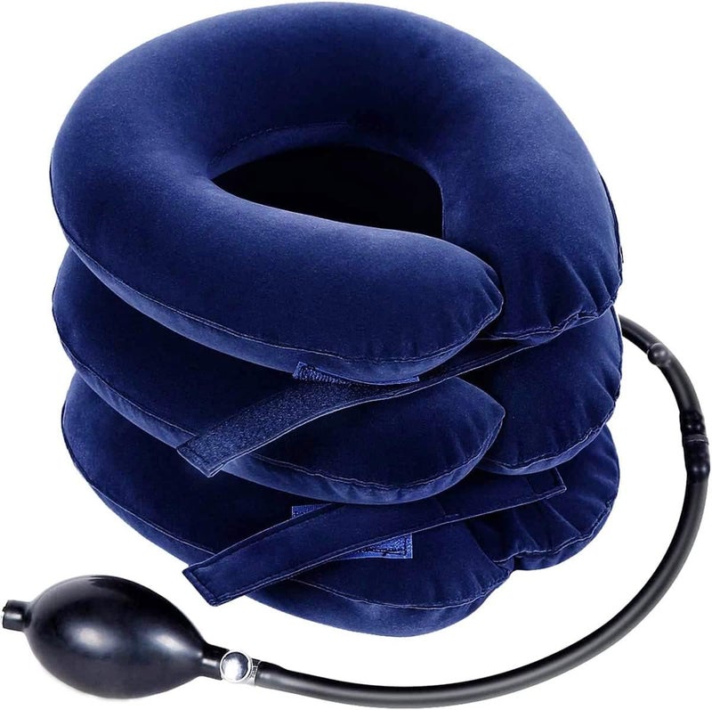 Inflatable Neck Traction Device for Pain Relief - Blue