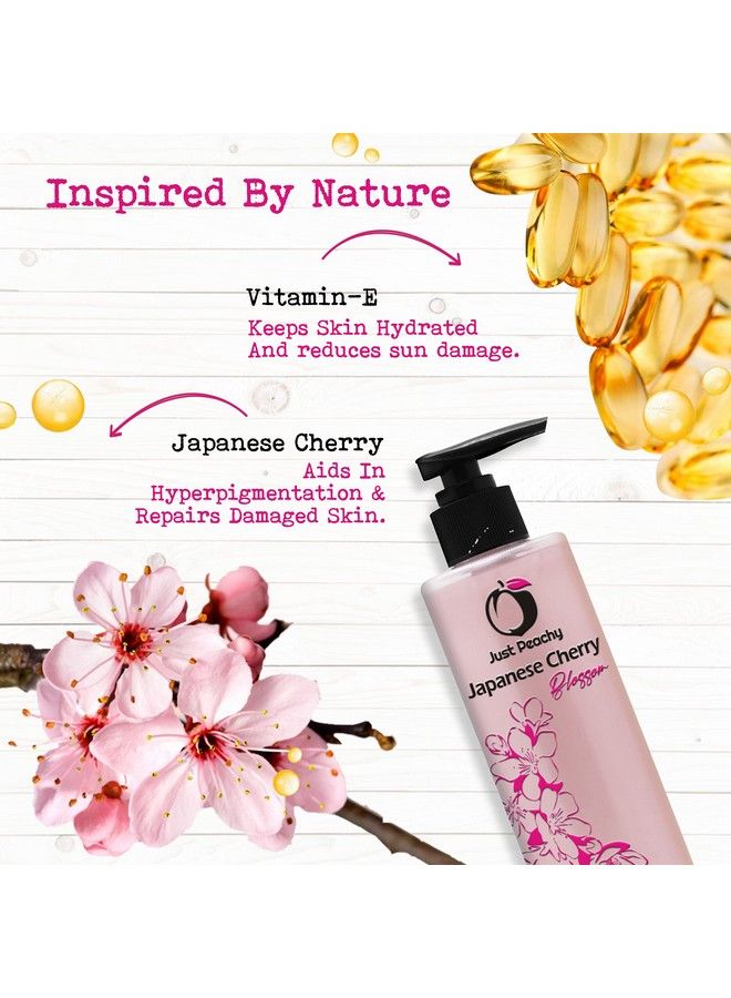 Just Peachy "Japanese Cherry Blossom" Body Wash ; Bath & Shower Cream Wash ; No Sls Paraben & Phosphate ; Enriched With Cherry Blossoms & Vitamin E ; 100% Vegan ; 250Ml - Image 5