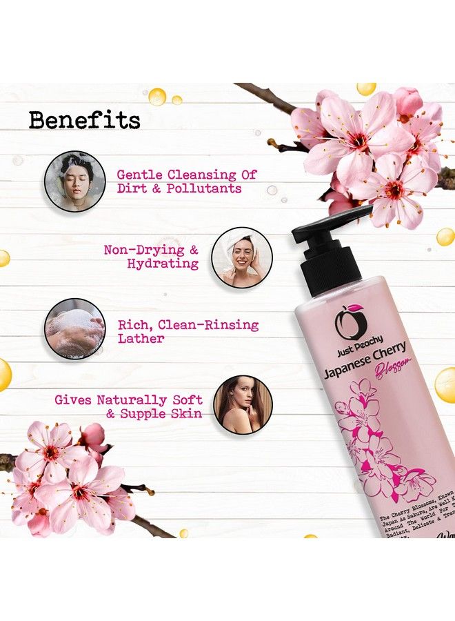Just Peachy "Japanese Cherry Blossom" Body Wash ; Bath & Shower Cream Wash ; No Sls Paraben & Phosphate ; Enriched With Cherry Blossoms & Vitamin E ; 100% Vegan ; 250Ml - Image 4