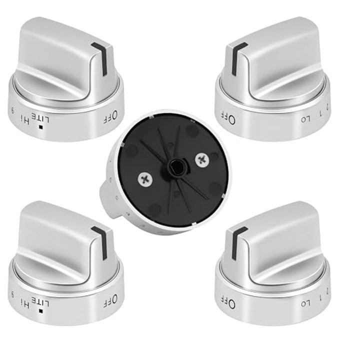 PANDEELS WB03X24818 Stainless Steel Compatible with GE Stove Replacements Gas Range Burner Control Knob Replace 4363588, AP5989029, PS11729081, EAP11729081 (Pack of 5,Not Universal) - Image 1