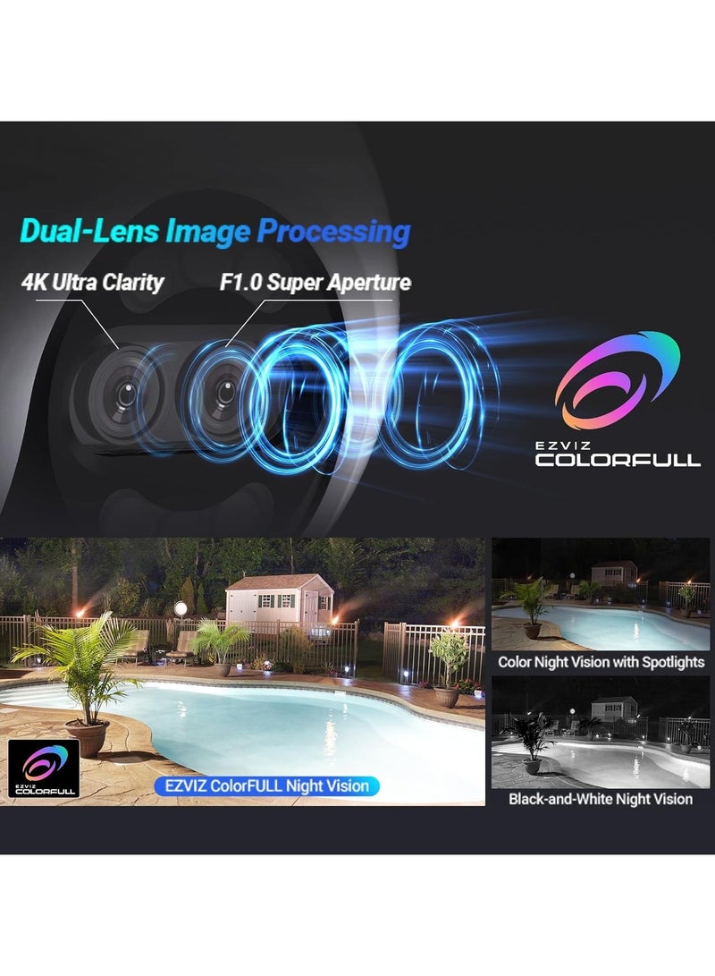 EZVIZ H80x Dual 4K Pan & Tilt Wi-Fi Camera, AI-Powered Human/Vehicle Shape Detection, ColorFULL Night Vision, 360° Panoramic View, Auto Tracking, Two-Way Talk, Smart Detection, IP65 Weatherproof, Supports Up to 512GB MicroSD & Cloud Storage, H.265 Compression, 30m Night Vision, 340° Pan & 70° Tilt, Dual Lenses, Auto Patrol, Pre-Set Location Return - Image 2