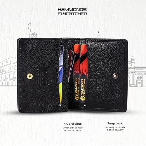 HAMMONDS FLYCATCHER Genuine Leather Card Holder Wallet for Man & Women, RFID Protected ATM/Credit Card Holder Wallet for Men with 4 Slots(Fits Upto 8 Cards), Gift for Men - Black - Image 5