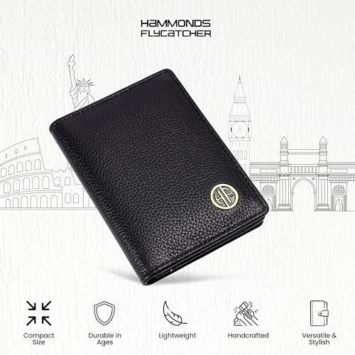 HAMMONDS FLYCATCHER Genuine Leather Card Holder Wallet for Man & Women, RFID Protected ATM/Credit Card Holder Wallet for Men with 4 Slots(Fits Upto 8 Cards), Gift for Men - Black - Image 3
