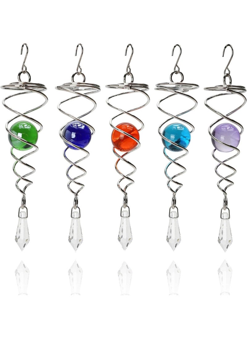 SYOSI 5Pcs Wind Spinner Tail Set, Gazing Ball Spiral Stabilizer Kit, Stainless Steel Spinner Tails with Swivel Hook for Outdoor Garden Decoration, Indoor Ornamental Art, Durable Metal Spinner Accessories - Image 1