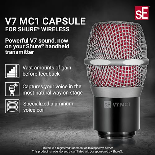SE ELECTRONICS V7 MC1 Wireless Microphone Capsule - Compatible with Shure Wireless Transmitters - Professional Dynamic Microphone for Singing, Speech & Music Studio Recording (Black) - Image 2