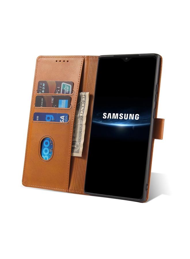 اس-توب جراب لهاتف Samsung Galaxy A22 4G مصنوع من جلد العجل مع مشبك أفقي قابل للطي مع حامل وفتحات للبطاقات ومحفظة - Image 5