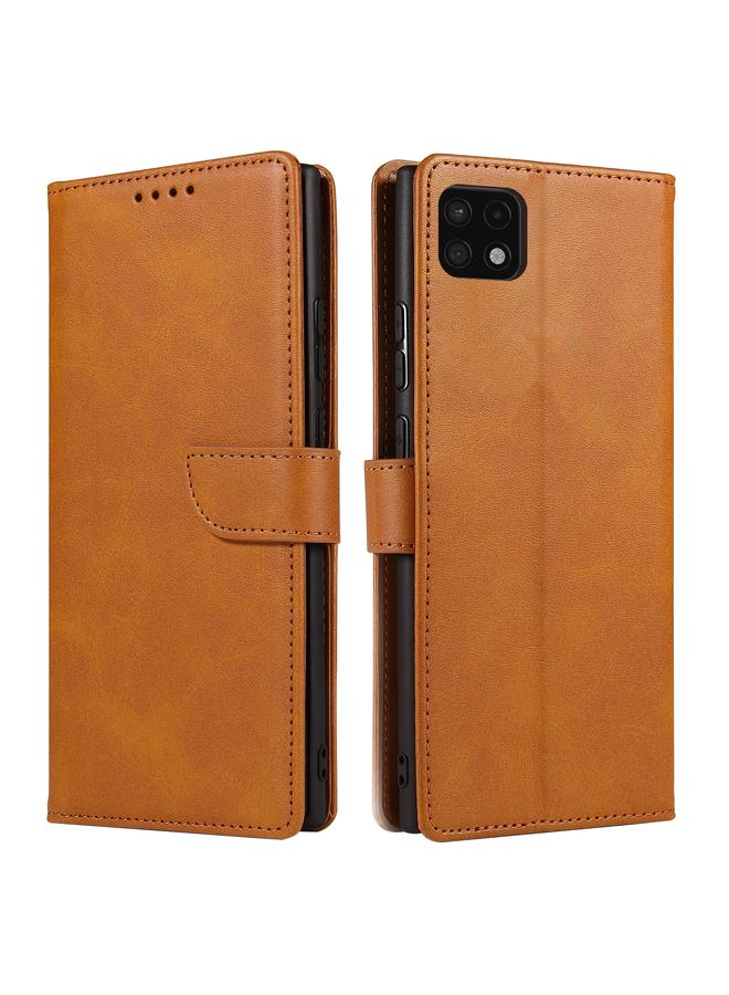 اس-توب جراب لهاتف Samsung Galaxy A22 4G مصنوع من جلد العجل مع مشبك أفقي قابل للطي مع حامل وفتحات للبطاقات ومحفظة - Image 1