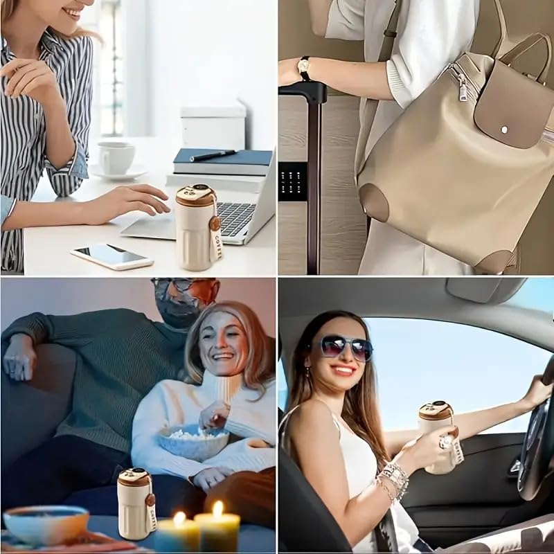Zorzel Travel Coffee Mug Stainless Steel Vacuum Insulated Coffee Cup Portable Intelligent Temperature Display Insulated Tumbler Leakproof Keep Hot or Cold for Coffee Tea Ice Drinks 450ml - Image 5
