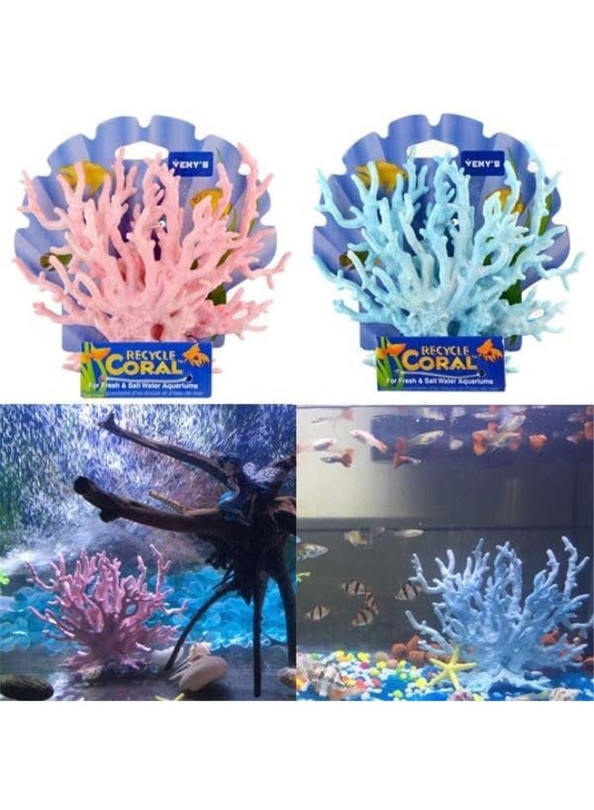 SUNSAR 2 Pack Artificial Aquarium Coral Decor, Plastic Faux Coral Reef Decorative Cute Fish Tank Decorations, Under The Sea Centerpiece Realistic Ocean Plant Ornaments - Image 3
