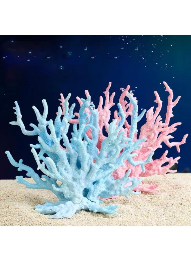 SUNSAR 2 Pack Artificial Aquarium Coral Decor, Plastic Faux Coral Reef Decorative Cute Fish Tank Decorations, Under The Sea Centerpiece Realistic Ocean Plant Ornaments - Image 1